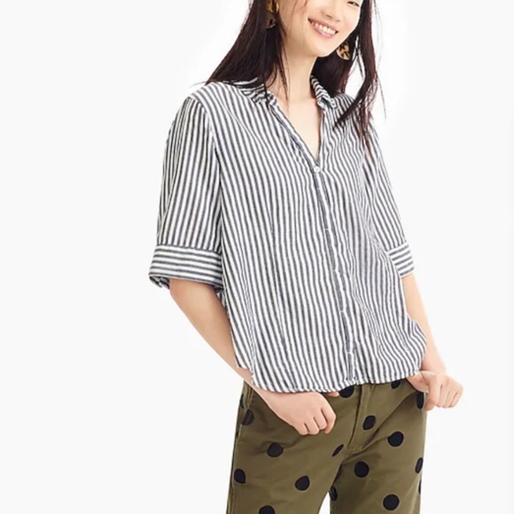 J. Crew Tops - J. CREW Button-up Shirt In Chambray Stripe